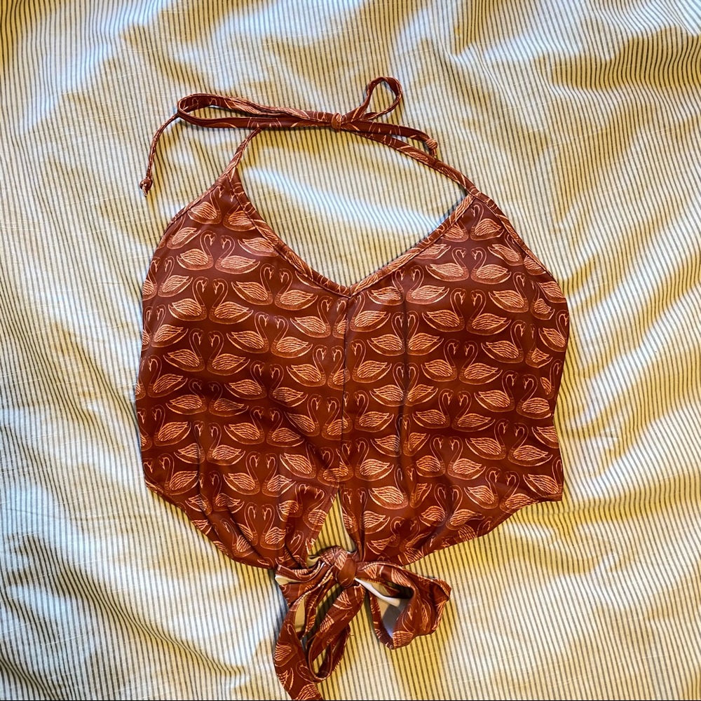 Kortni Jeane Tie it Up Top in Swan Print